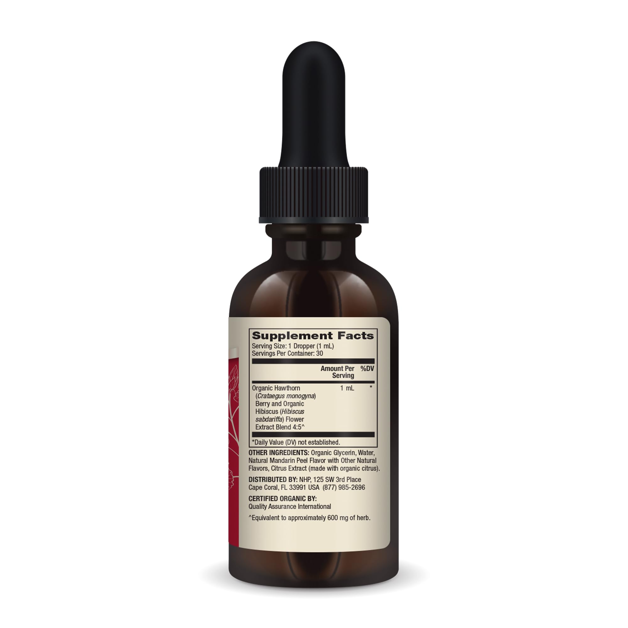 Dr. Mercola Gouttes Aubépine Hibiscus Bio mandarine - Pipette précise et dose facile.