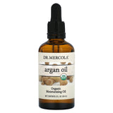Dr. Mercola Huile d'Argan en flacon, hydratation naturelle pour peau et cuticules.