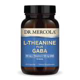 Dr. Mercola L-théanine GABA, bouteille de capsules pour une détente potentielle en soirée