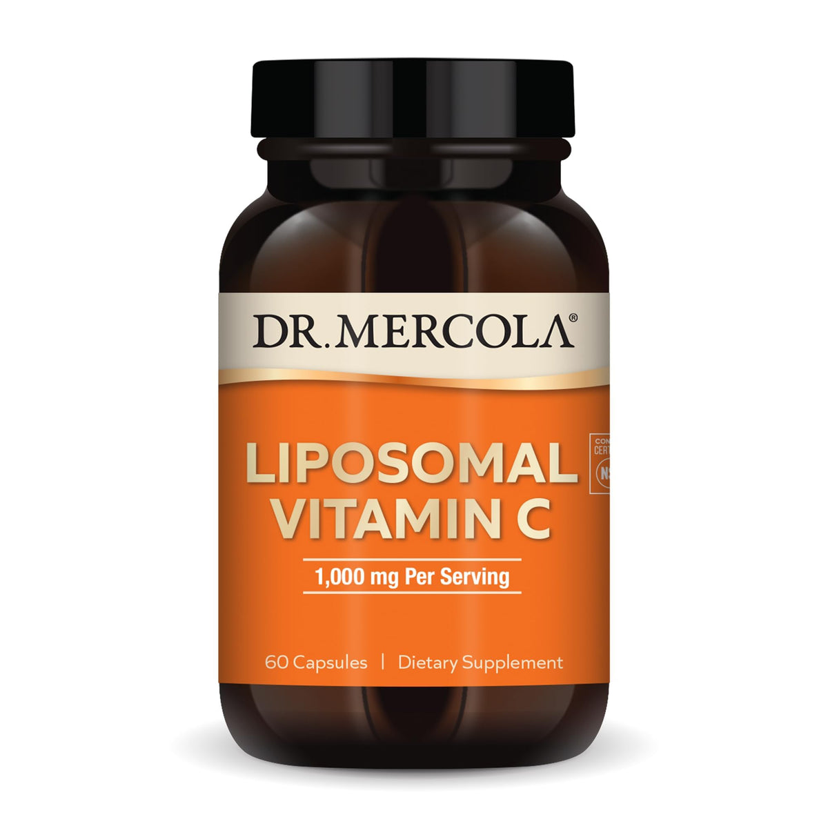 Dr. Mercola Liposomal Vitamin C, bouteille illustrant une absorption liposomale potentielle