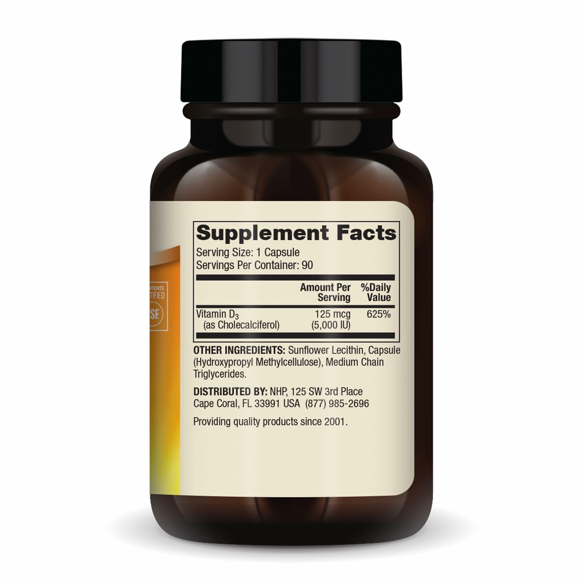 Dr. Mercola Liposomal Vitamin D3 – étiquette claire, dosage facile à lire.