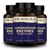 Boîte Dr. Mercola Lumbrokinase Enzymes, emballage pratique pour utilisation quotidienne.