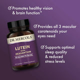 Aperçu-produit Dr. Mercola Lutein Zeaxanthine sur l’étiquette.