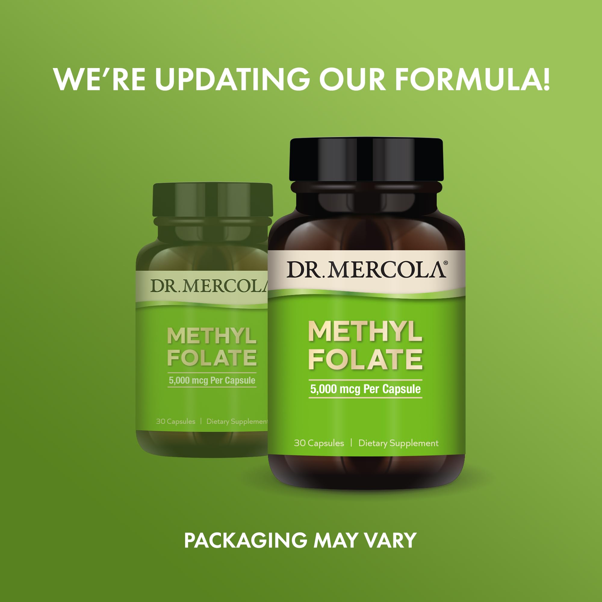 Dr. Mercola Methyl Folate — boîte : présentation pratique pour une supplémentation quotidienne.