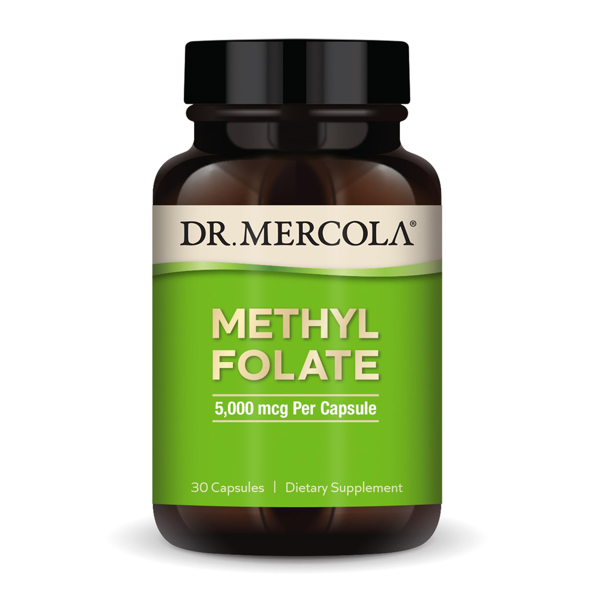 Dr. Mercola Methyl Folate — capsules : forme bioactif potentielle pour soutenir la détox et la santé cellulaire.