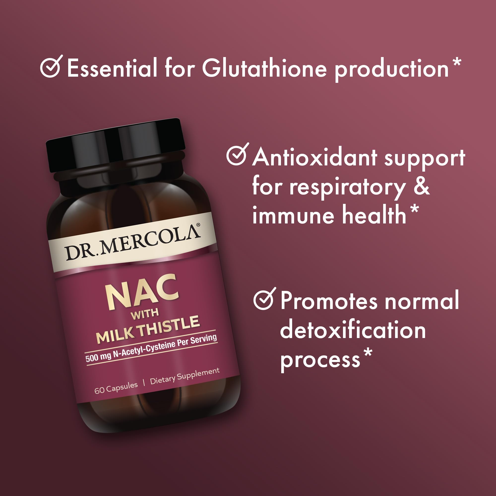 Tableau des ingrédients Dr. Mercola NAC – informations sur les composants et allergènes