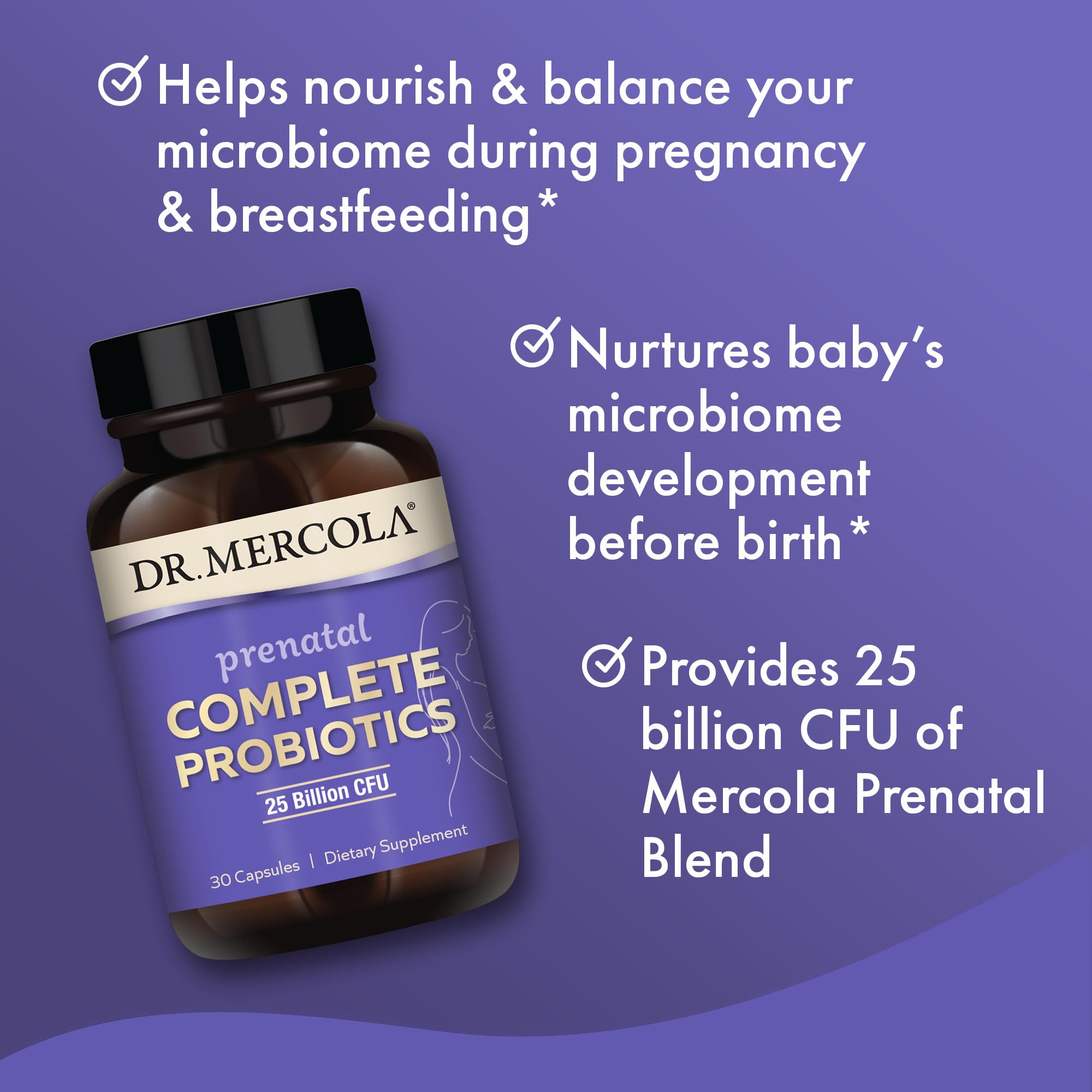 Dosage quotidien recommandé pour Dr. Mercola Prenatal Complete Probiotics.