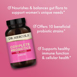 Dr. Mercola Probiotiques pour femmes – gélules à libération retardée, stabilité sans réfrigération.