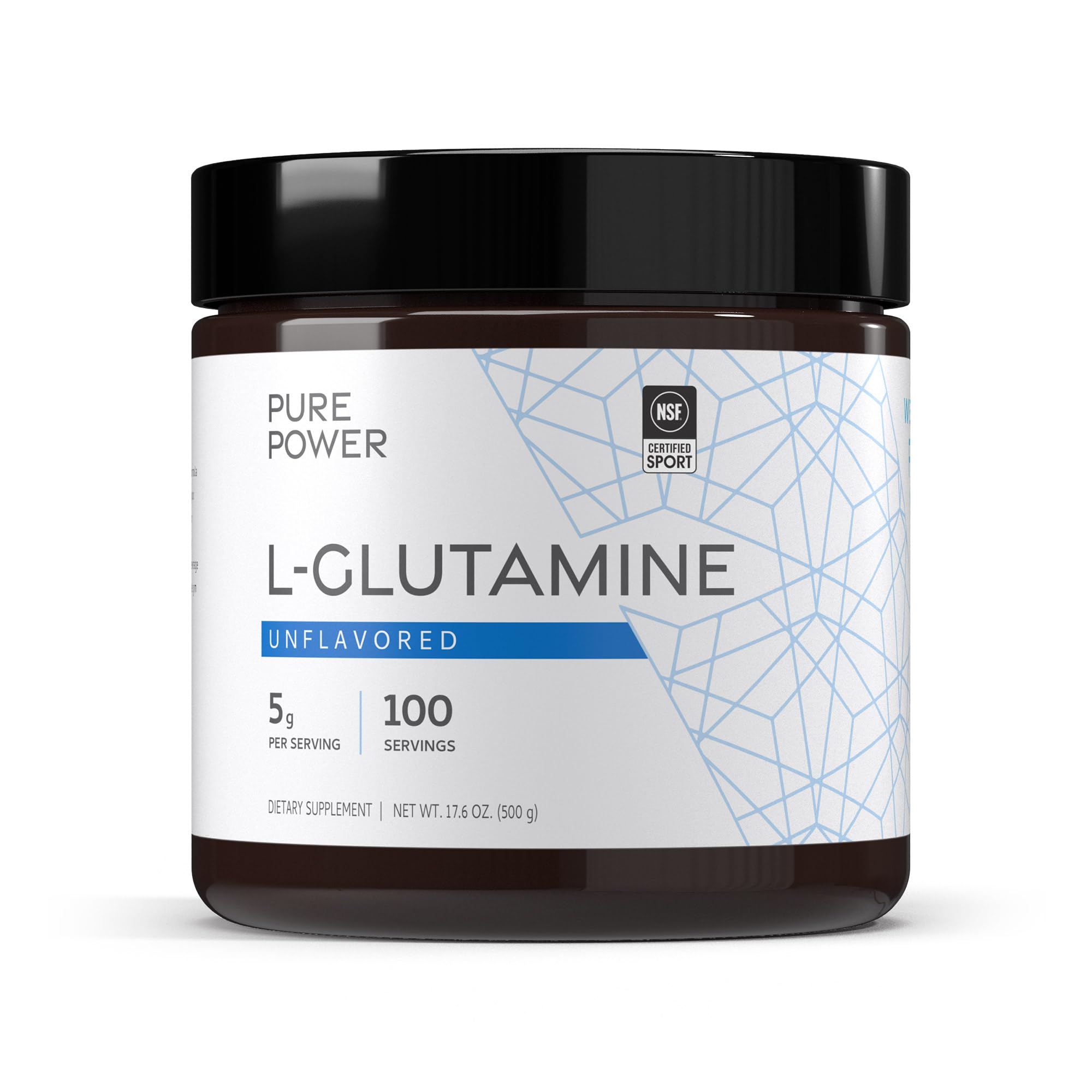 Dr. Mercola Pure Power L-Glutamine – bouteille facile à intégrer dans un shake.