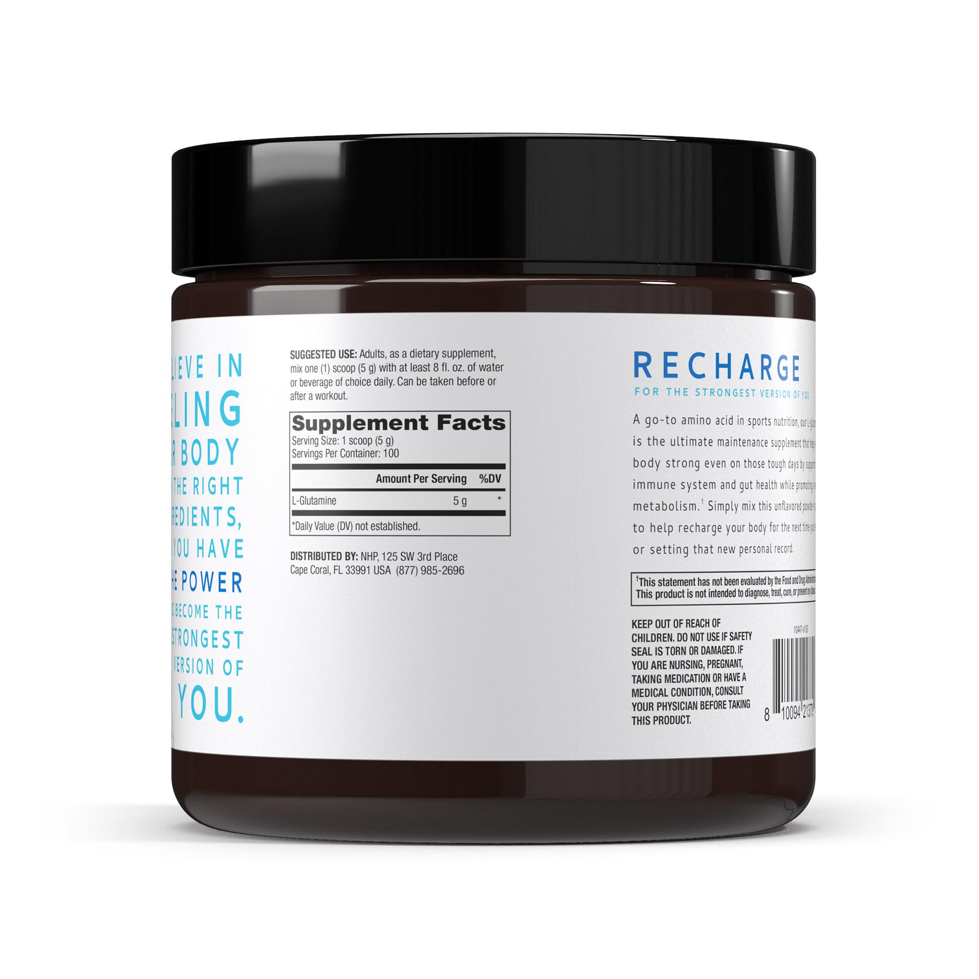 Cuillère-doseuse Dr. Mercola Pure Power L-Glutamine pour mesurer 5 g.