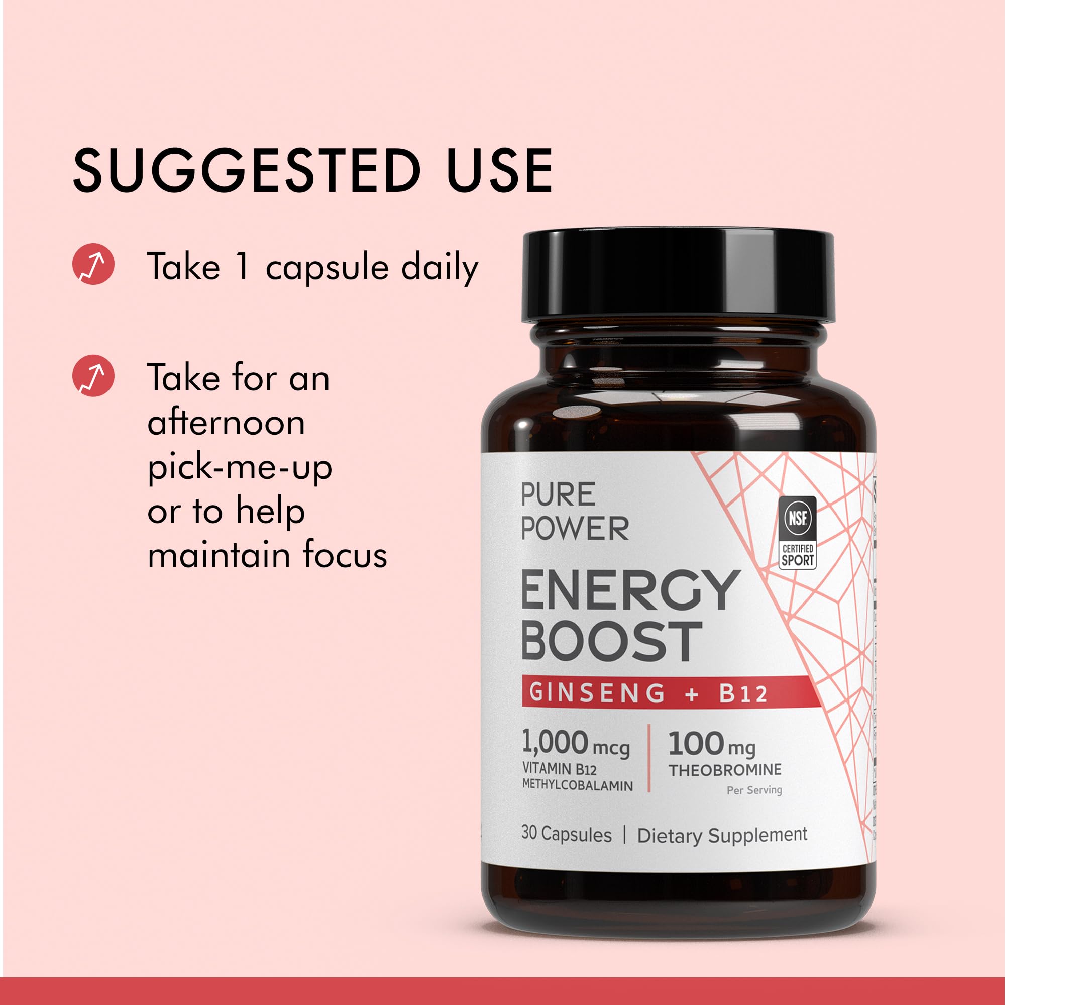 Théobromine et B12 dans Pure Power pour une vitalité soutenue.