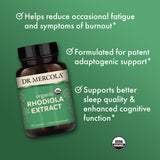 Dr. Mercola Rhodiola Extract – logo USDA Organic sur l'emballage