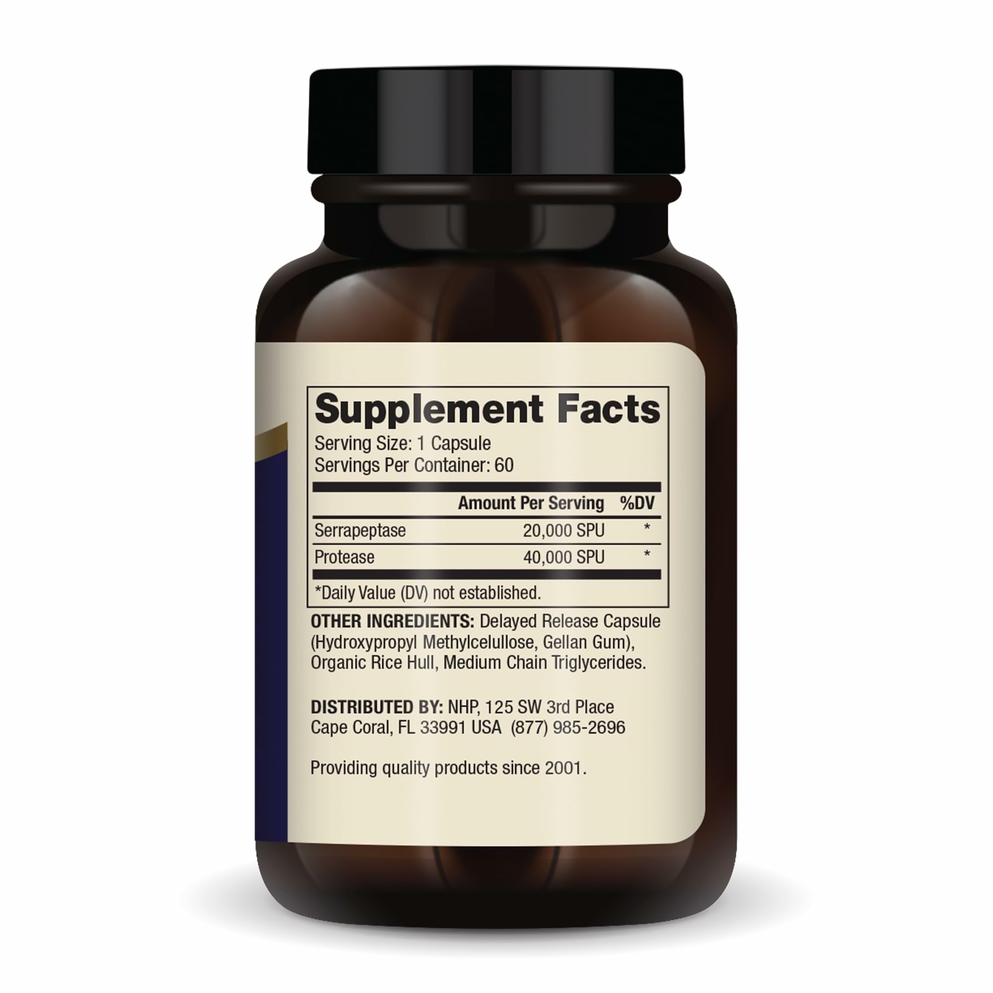 Bouteille de Dr Mercola Serrapeptase avec capsules faciles à prendre.