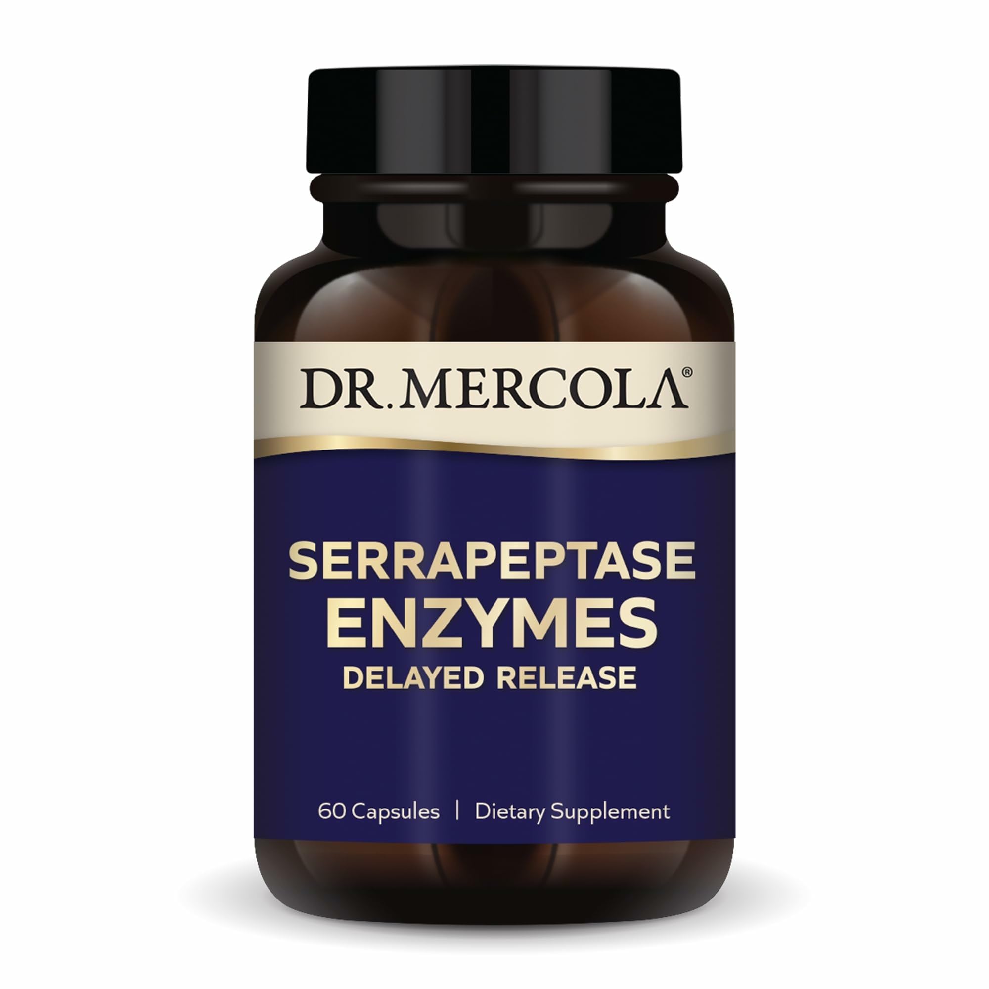 Dr Mercola Serrapeptase, capsules à libération retardée, soutien potentiel de la fonction cellulaire.