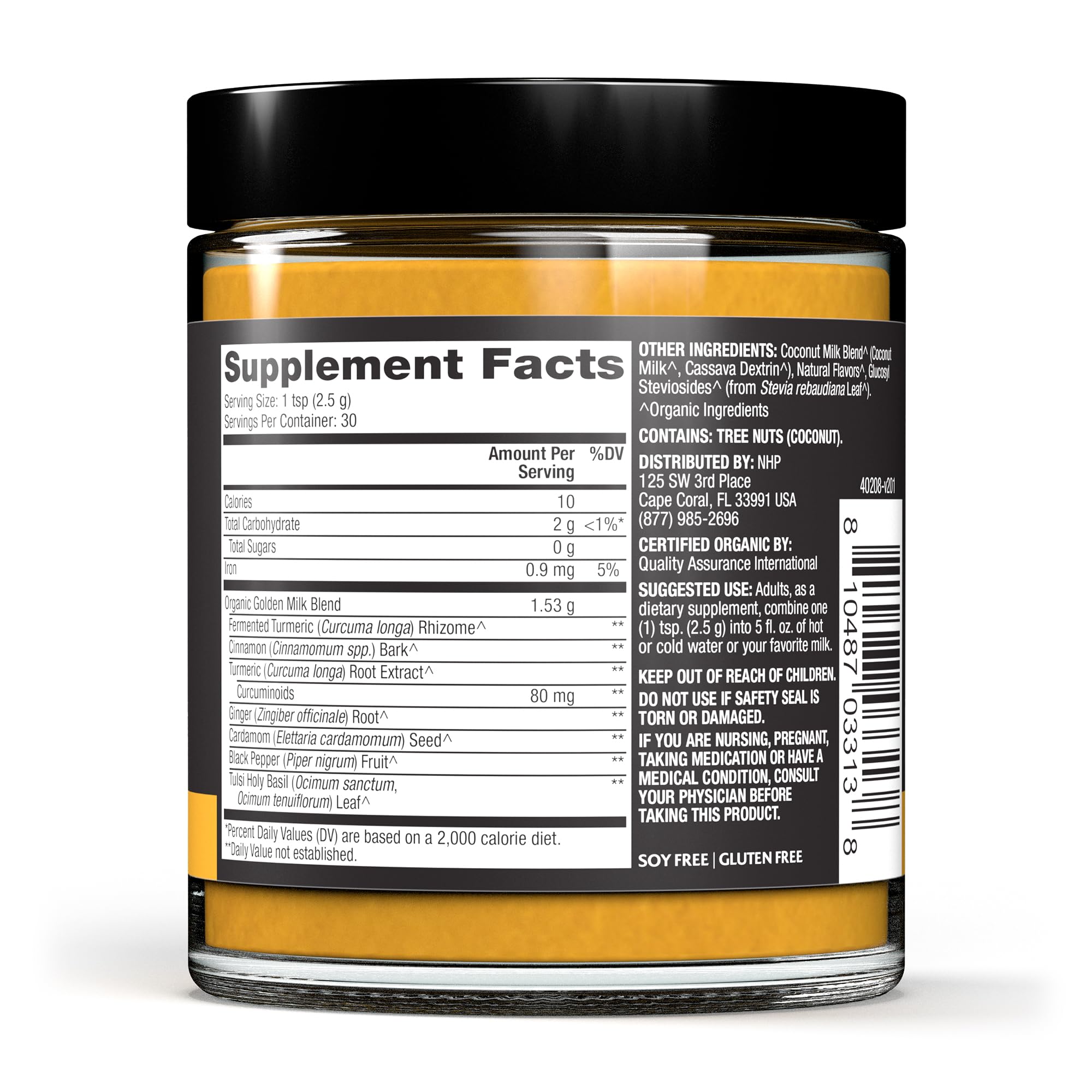 Dr. Mercola Solspring Golden Milk — mélange curcuma et gingembre, pour un soutien antioxydant possible.