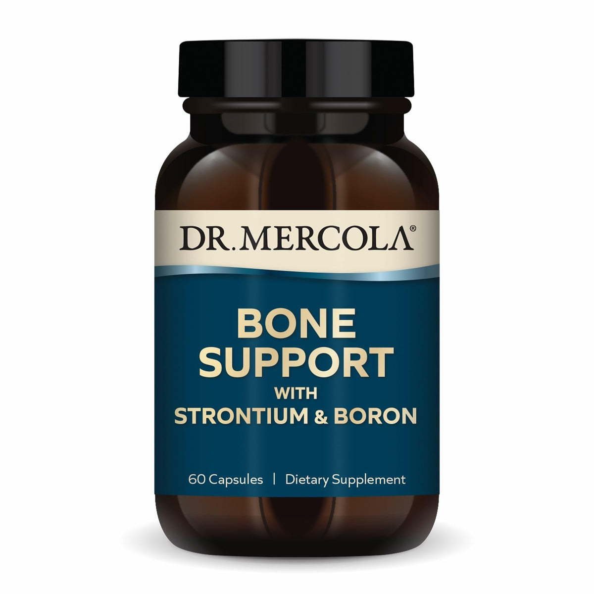 Dr. Mercola Bone Support avec strontium et bore en capsule pour densité osseuse.