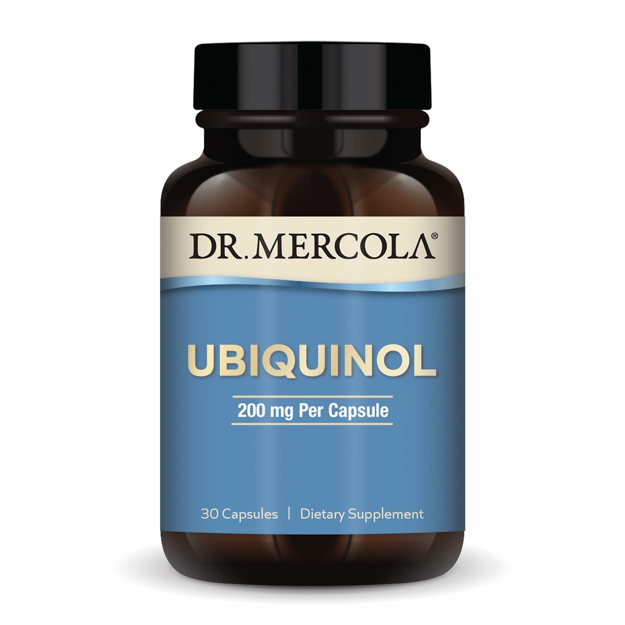Dr. Mercola Ubiquinol 200 mg – Bouteille, soutien potentiel à l'énergie.