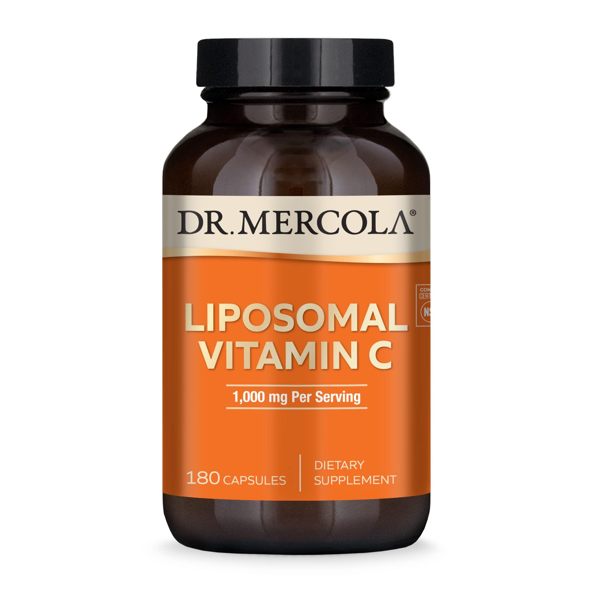 Dr. Mercola Vitamine C liposomale : bouteille prête à l’emploi, soutien immunitaire potentiel.
