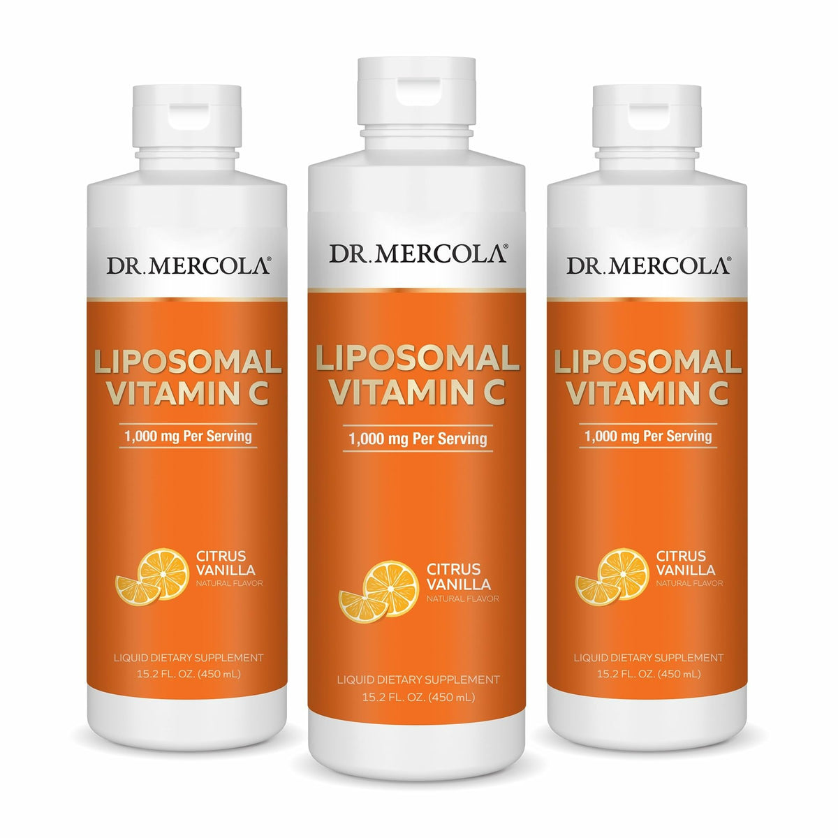 Dr Mercola Vitamine C liposomale liquide – bouteille avec arôme agrumes vanille et soutien immunitaire potentiel