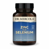 Dr. Mercola Zinc Plus Selenium — capsules en gros plan, soutien potentiel du système immunitaire