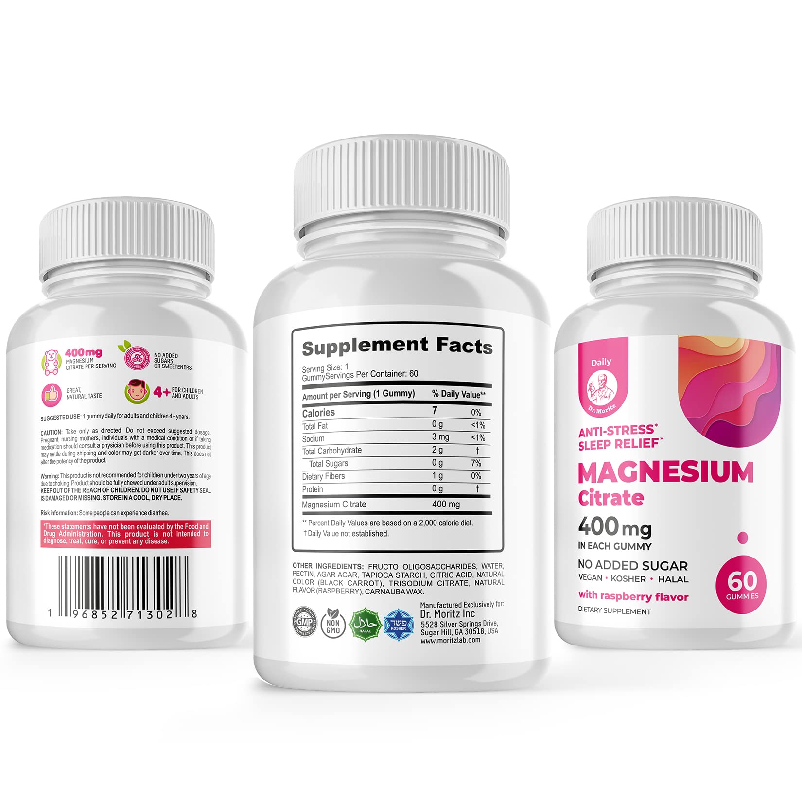 Emballage DR. MORITZ avec gommes sans sucre, pratique et partageable.