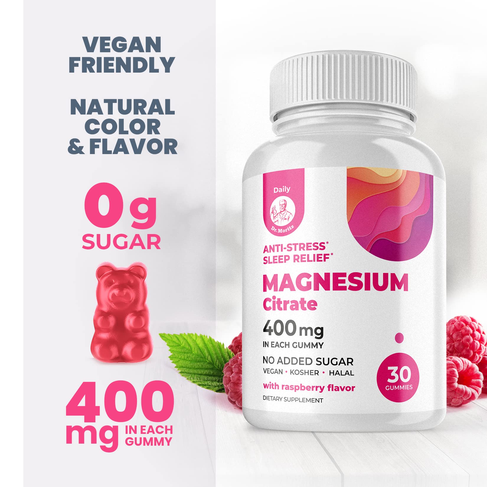 DR. MORITZ Magnésium citrate gommes, formule végétarienne sans OGM