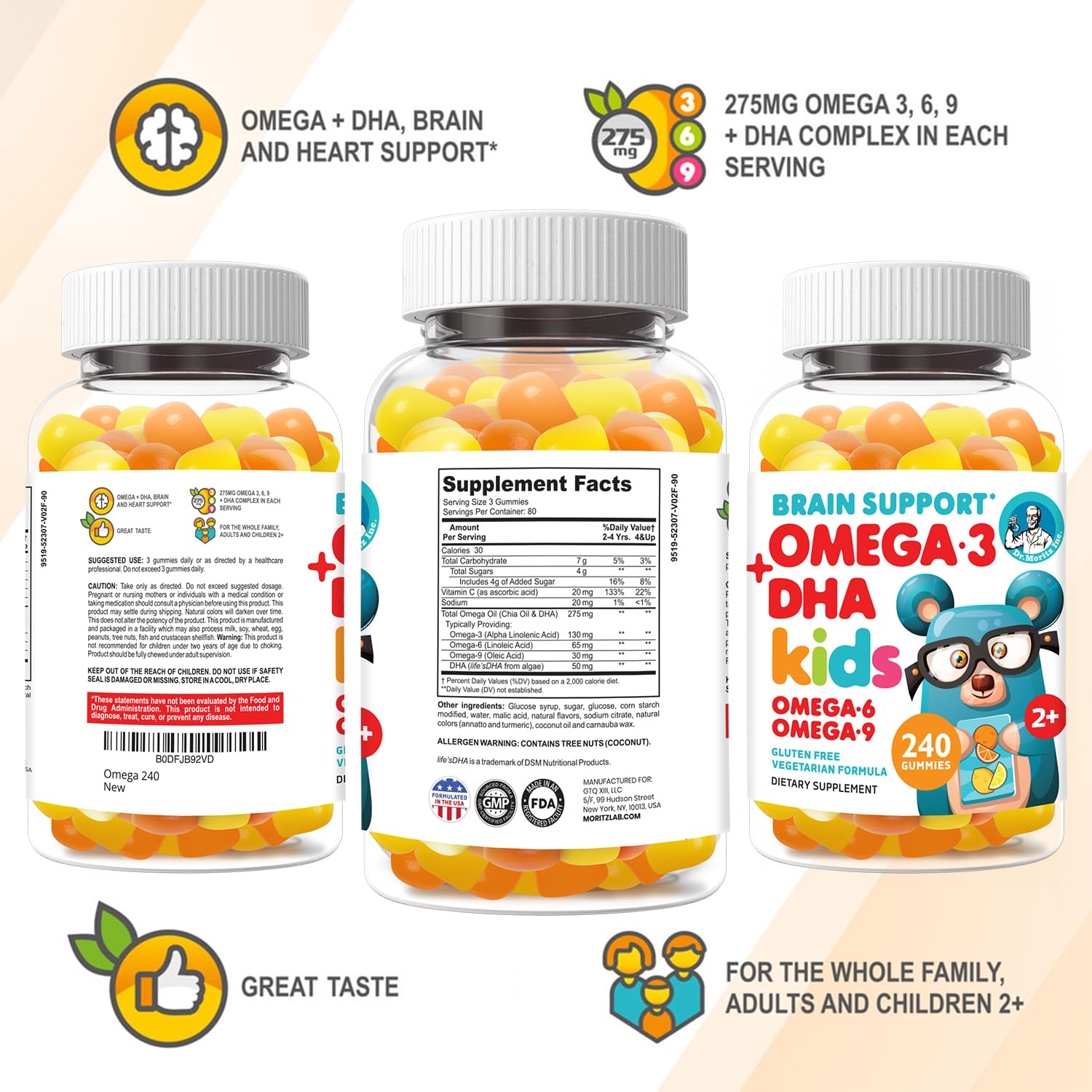 Ingrédients véganes DHA et oméga pour DR. MORITZ