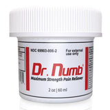Dr. Numb crème 5% lidocaïne, bouteille 59 ml, soulagement rapide possible.
