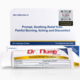 Dr. Numb crème lidocaïne 5% – application rapide sur la peau.
