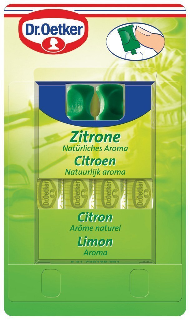 Flacon d'arôme citron Dr Oetker pour parfumer gâteaux et desserts
