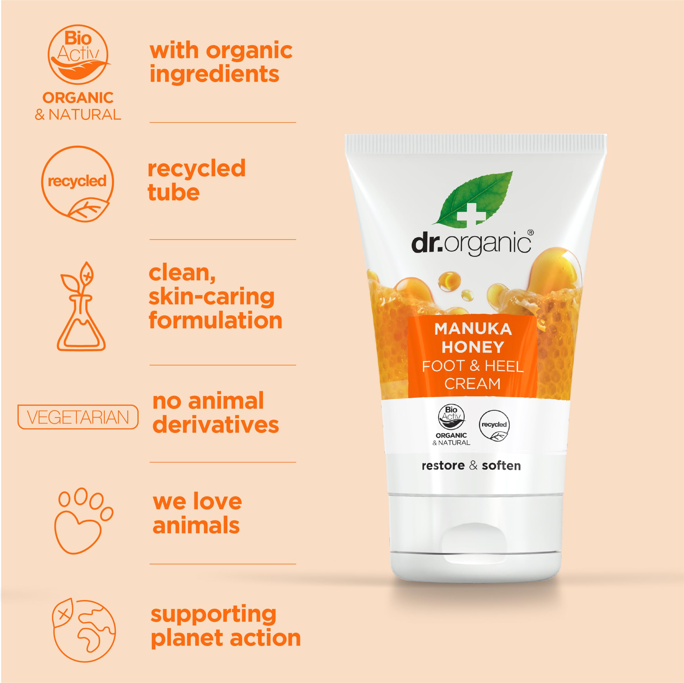 Crème Dr Organic au miel Manuka – texture onctueuse nourrissante.