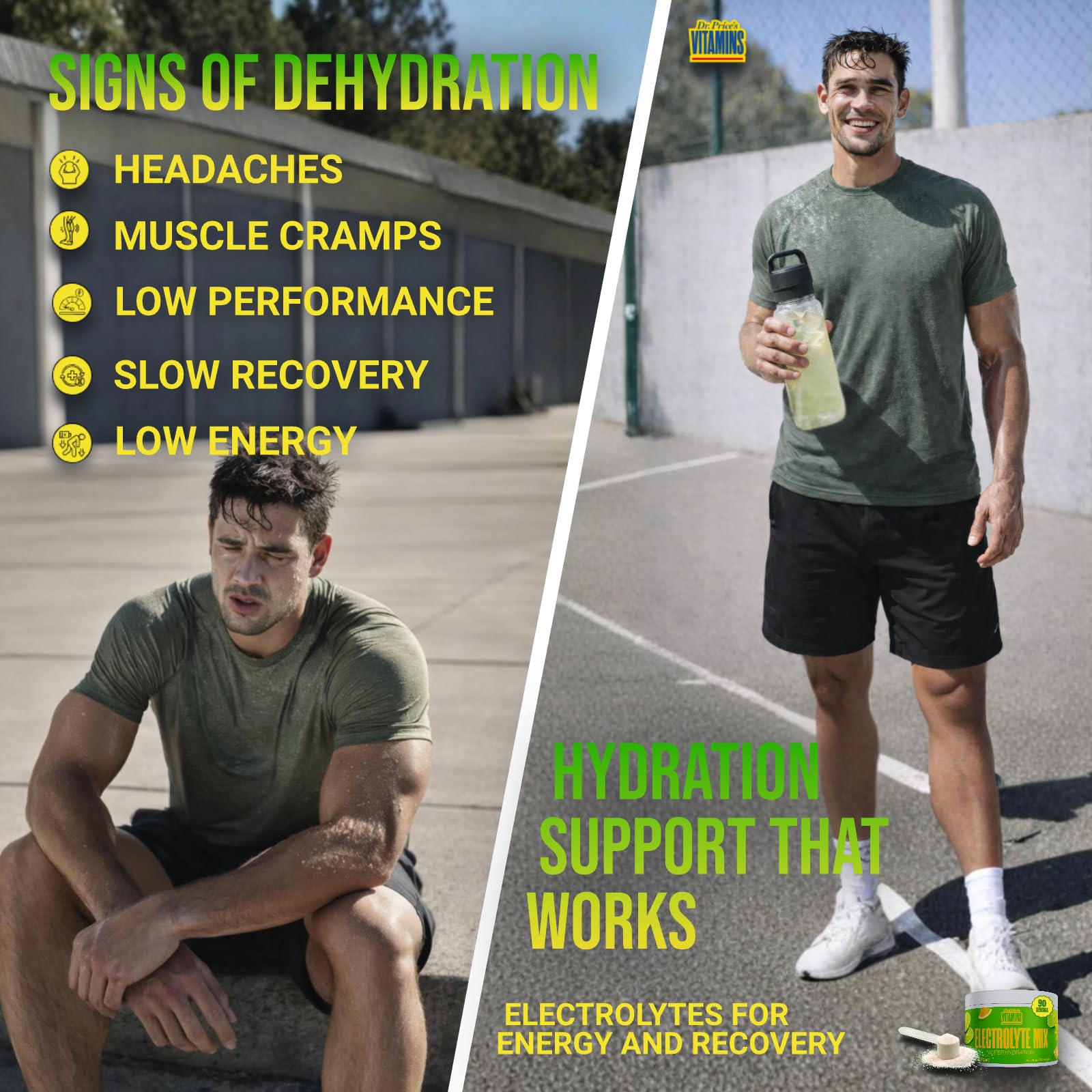 Dr Price's Vitamins - Citrons verts rafraîchissants, parfait pour bureau et sport.