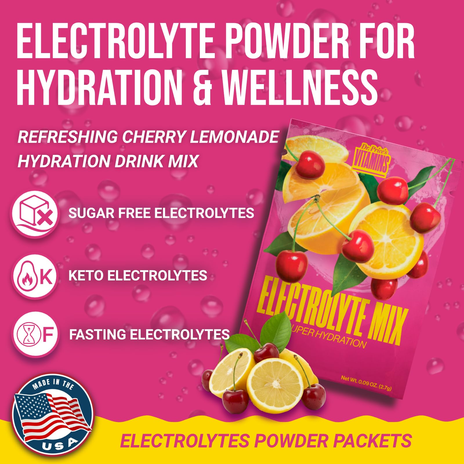 Dr. Price’s Electrolytes – dose en sachet pour dissolution rapide dans l’eau
