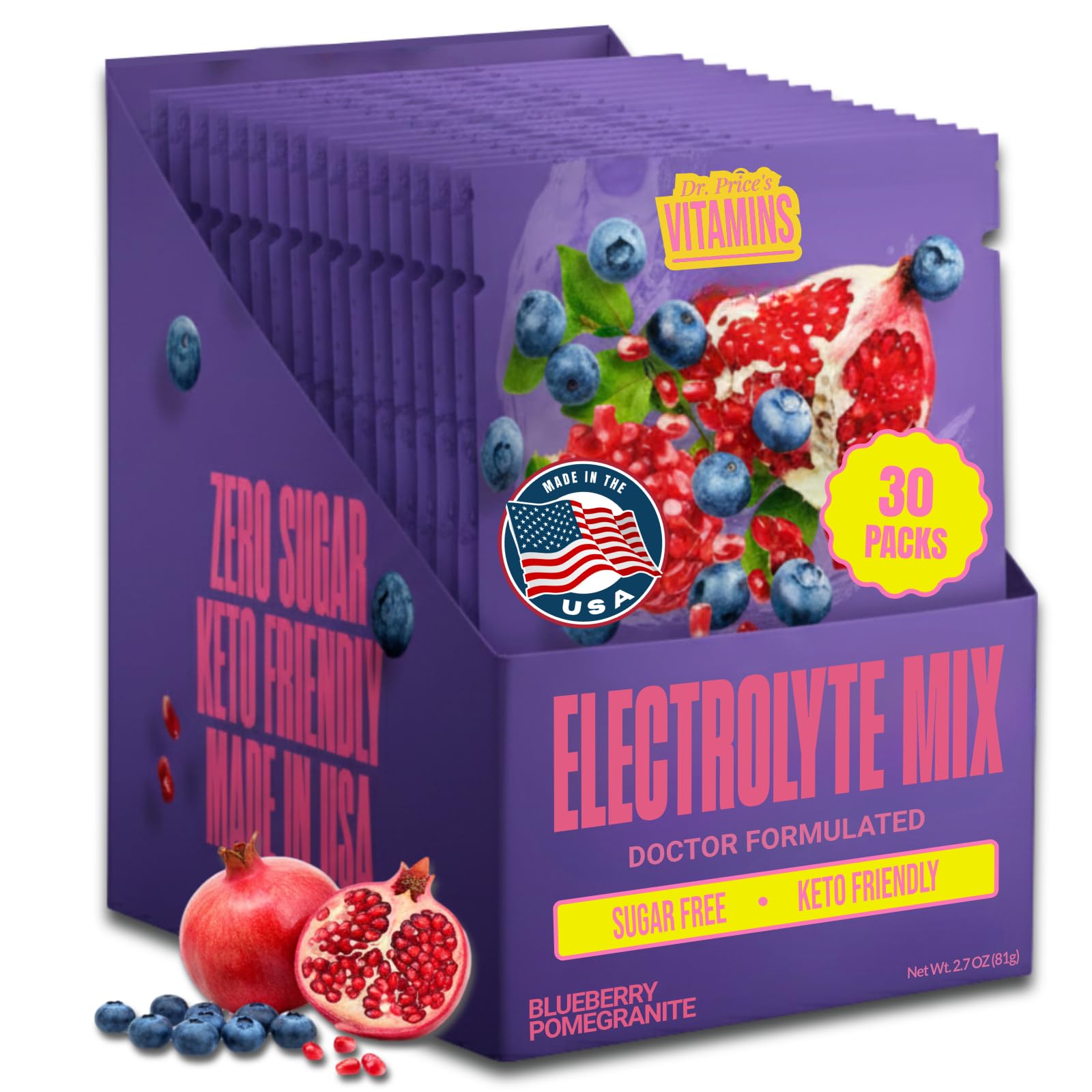 Dr Price's Électrolytes Hydratation – sachets myrtille-grenade, hydratation efficace pendant l'effort