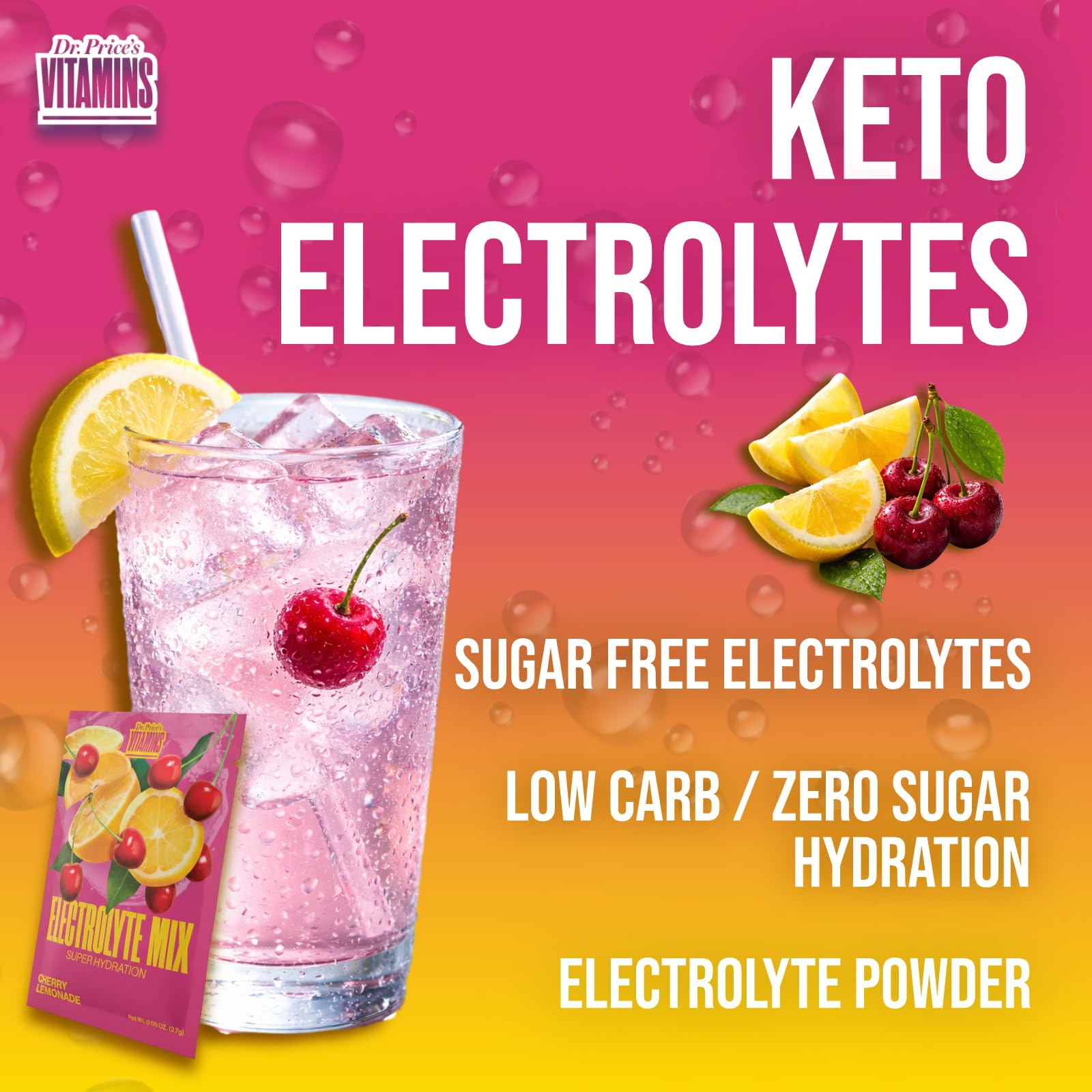 Dr. Price’s Electrolytes – mélange sans sucre adapté au keto et végan