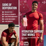 Dr Price's Électrolytes, verre d'eau framboise, goût agréable et hydratation.