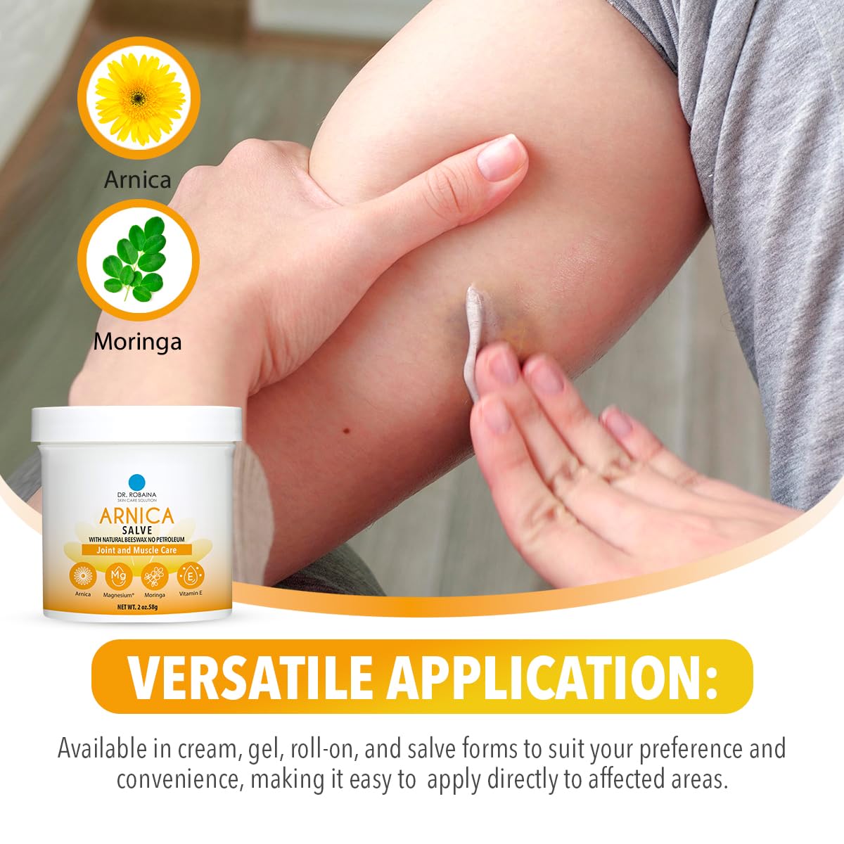 Application rapide sur peau avec Dr. Robaina Arnica Salve après l’effort.