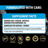Dr. Robaina Charbon Actif 1200 mg – Capsules Vegan Sans OGM, Fabriqué aux États-Unis