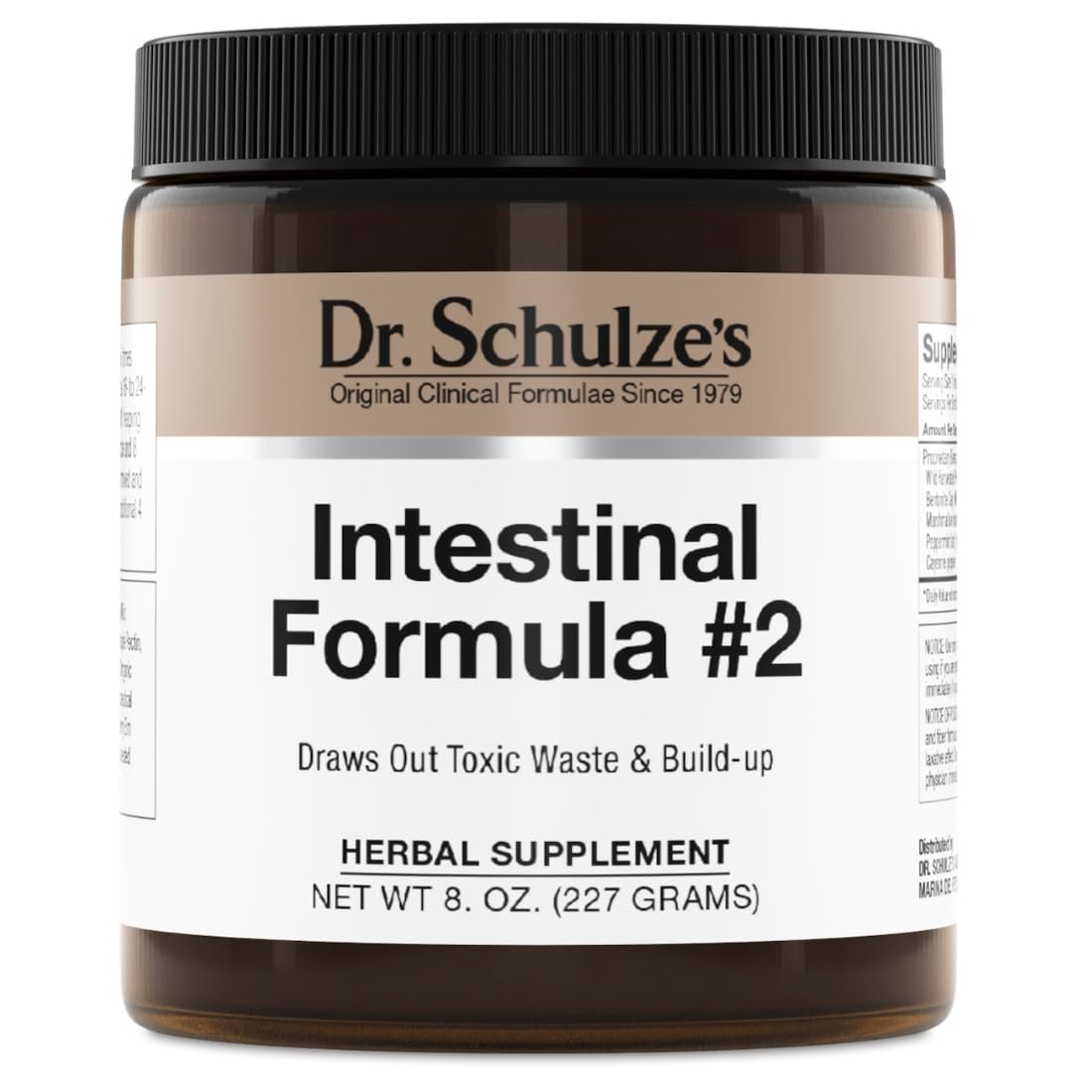 Bouteille Dr. Schulze's Intestinal Formula n°2 pour le soutien intestinal quotidien.