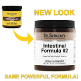 Étiquette Dr. Schulze's Intestinal Formula n°2 montrant les ingrédients à base de plantes.