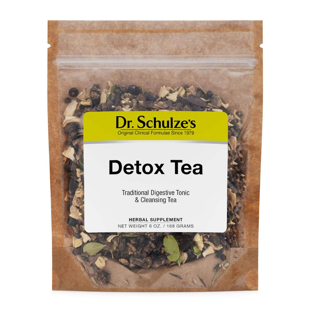 Dr. Schulze's Detox Tea – emballage pratique pour démarrer la routine matinale.