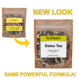 Thé detox versé dans une tasse claire, prête à être dégusté.