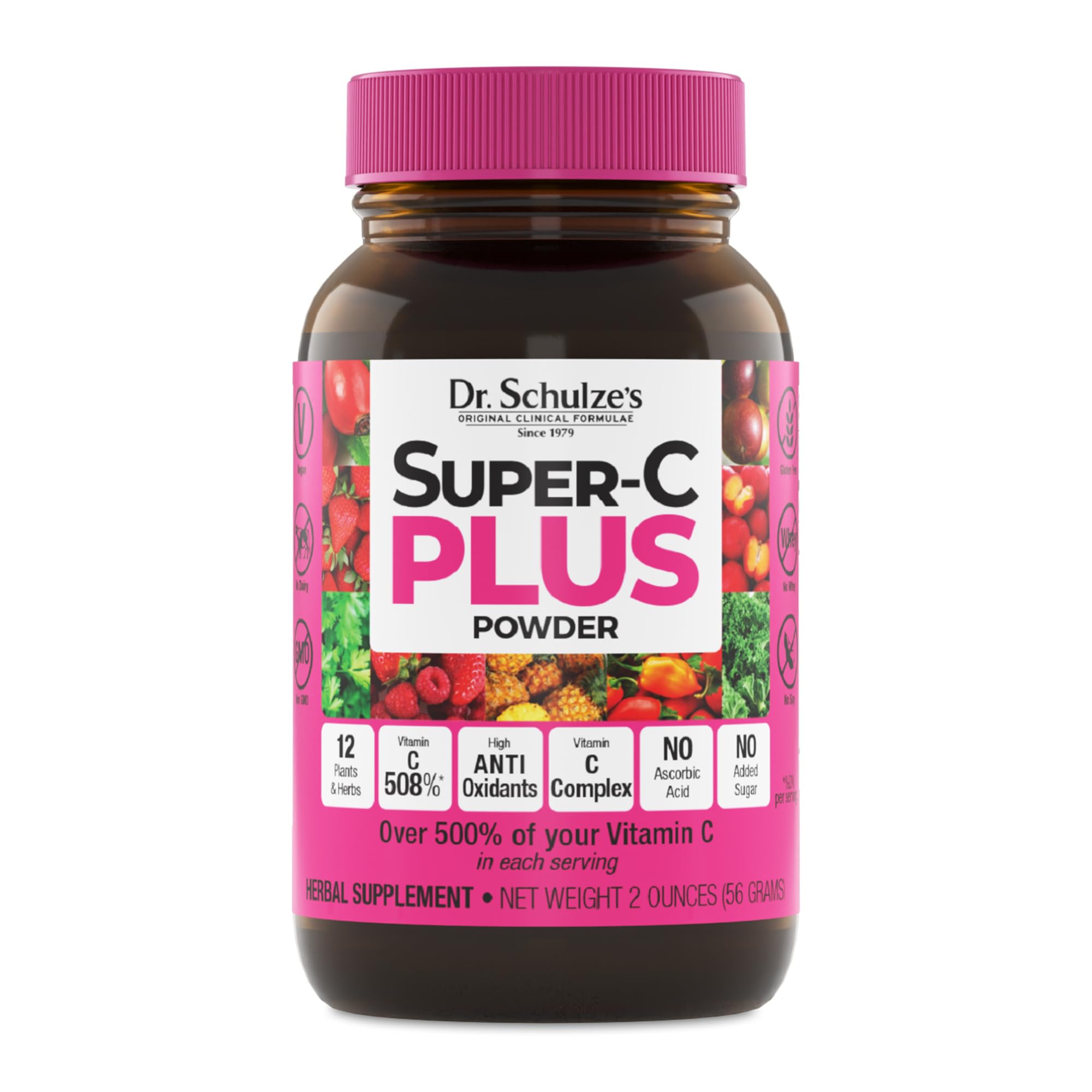 Dr. Schulze's Super-C Plus flacon-poudre pour soutien immunitaire naturel