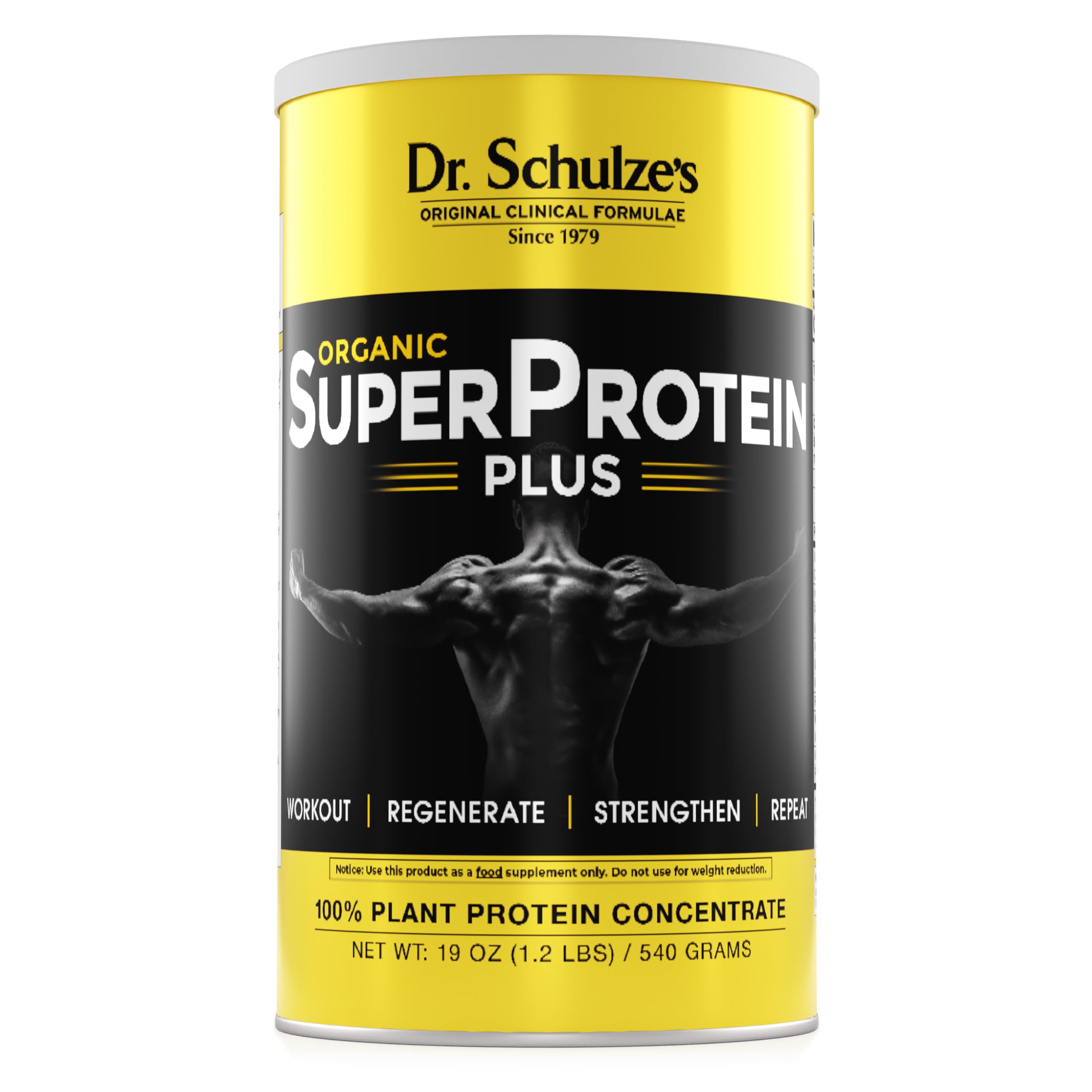 Emballage Dr. Schulze’s SuperProtein Plus, visibilité claire et rangement facile