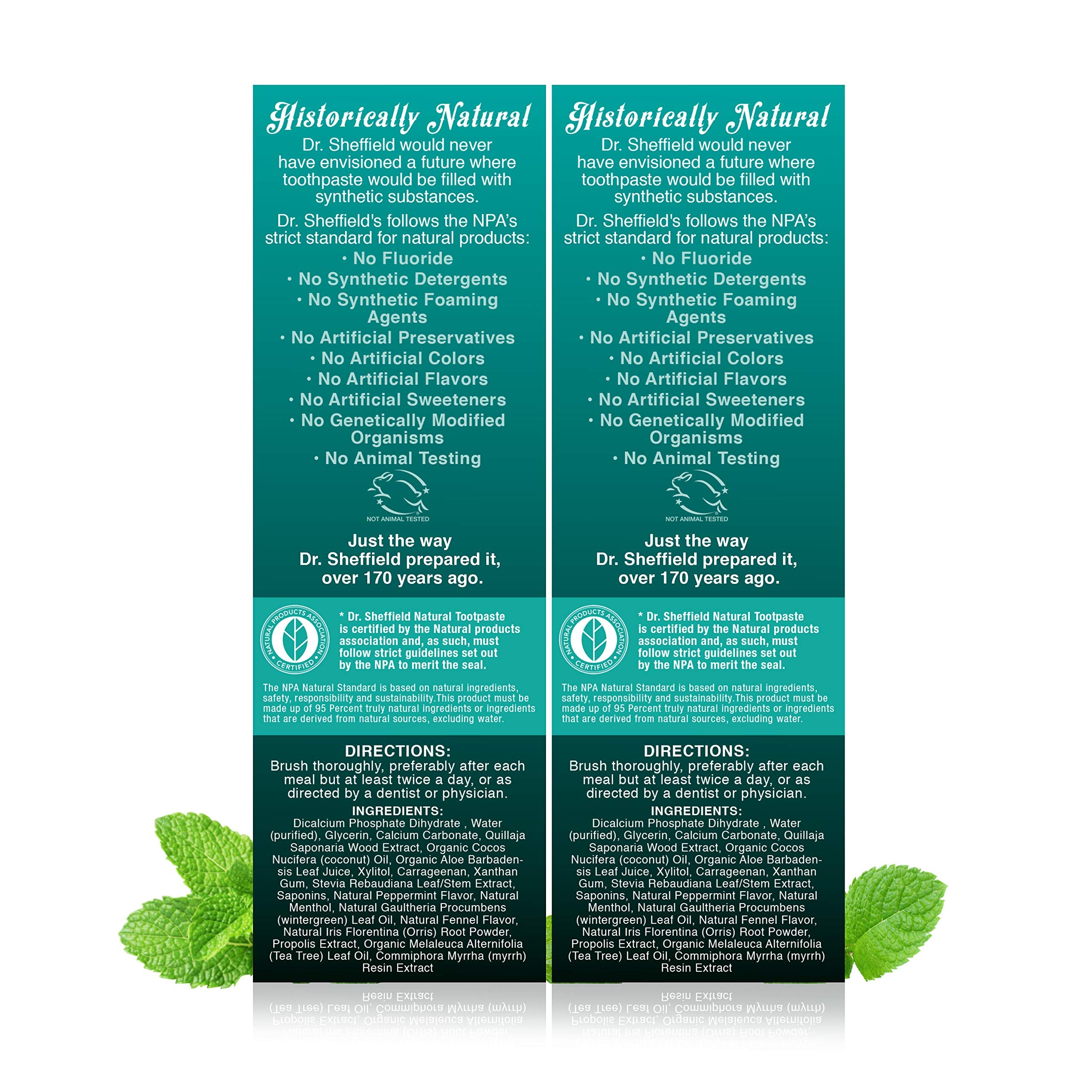 Dr. Sheffield's dentifrice naturel Wintergreen – emballage 2-pack pratique pour le quotidien.