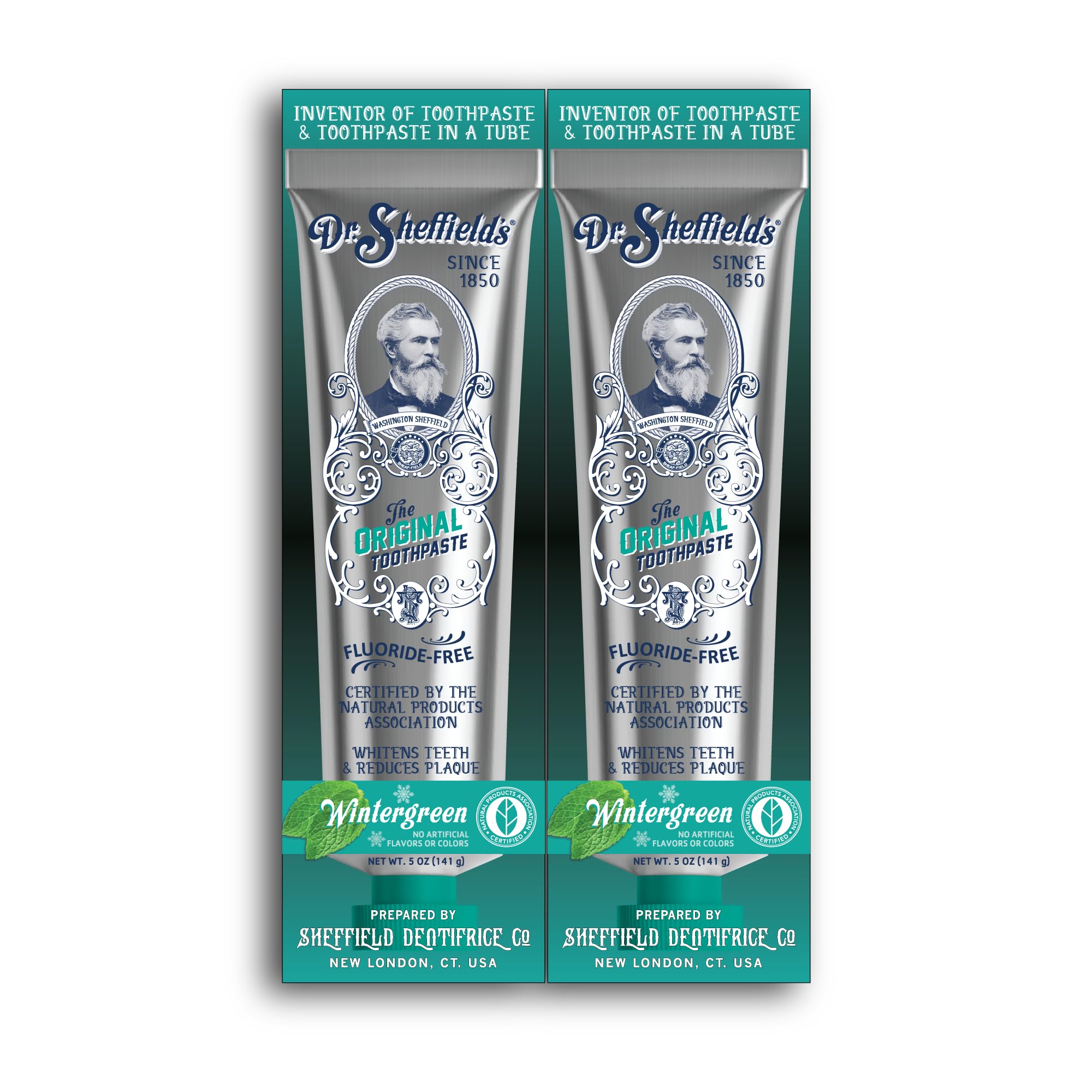 Dr. Sheffield's dentifrice naturel Wintergreen – tube prêt à l’emploi pour une haleine fraîche.