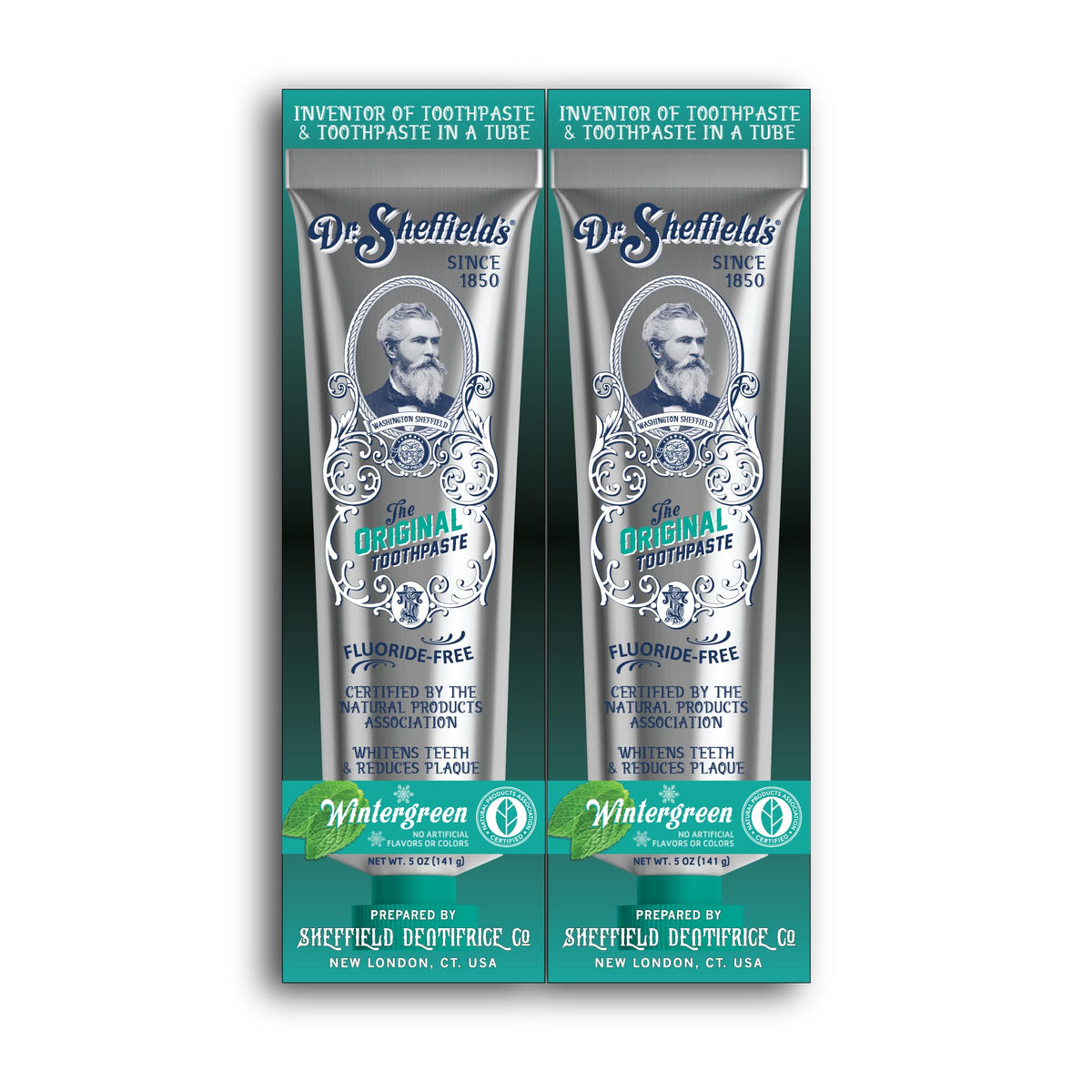 Dr. Sheffield's dentifrice naturel Wintergreen – tube prêt à l’emploi pour une haleine fraîche.