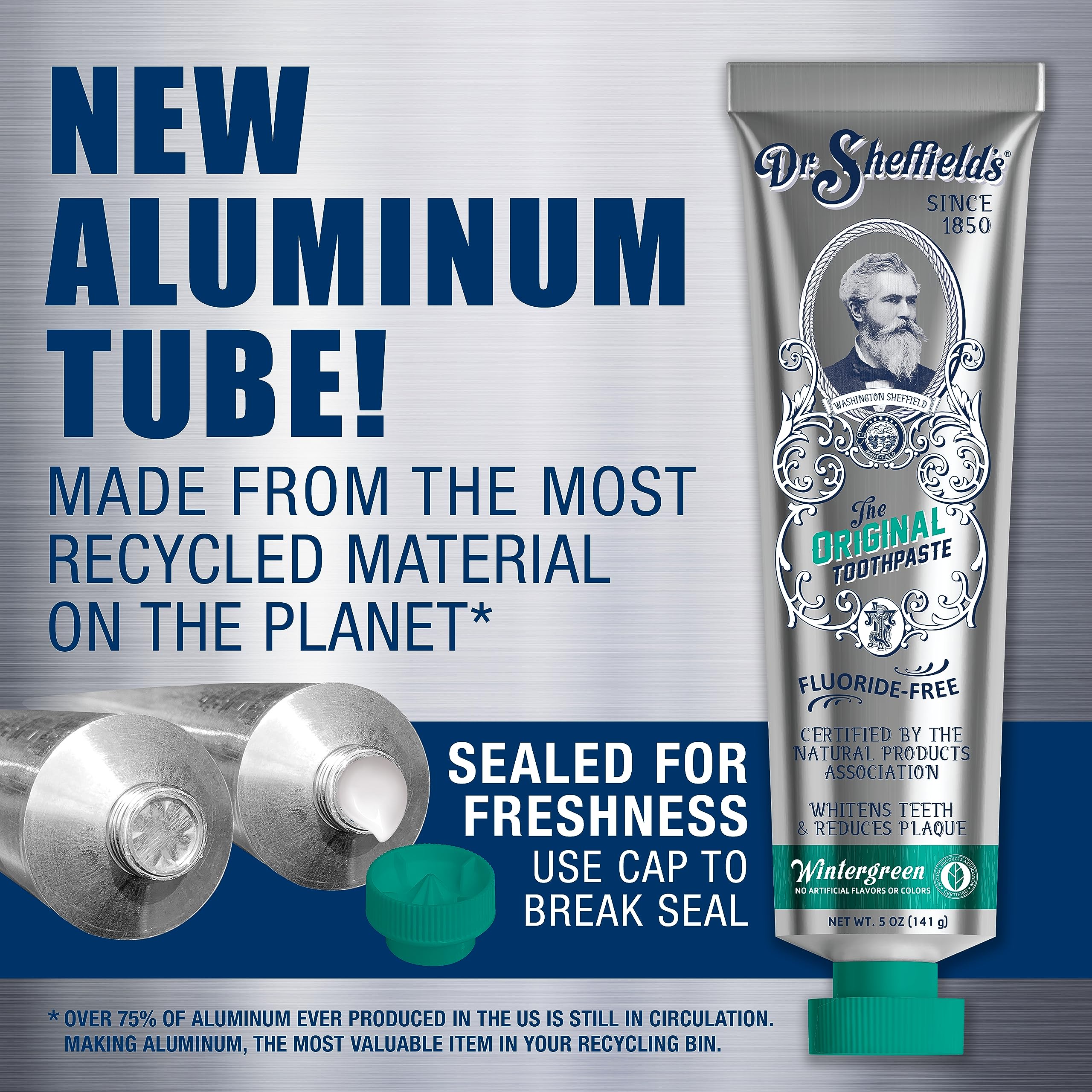 Dr. Sheffield's dentifrice Wintergreen sur brosse pour une application facile.
