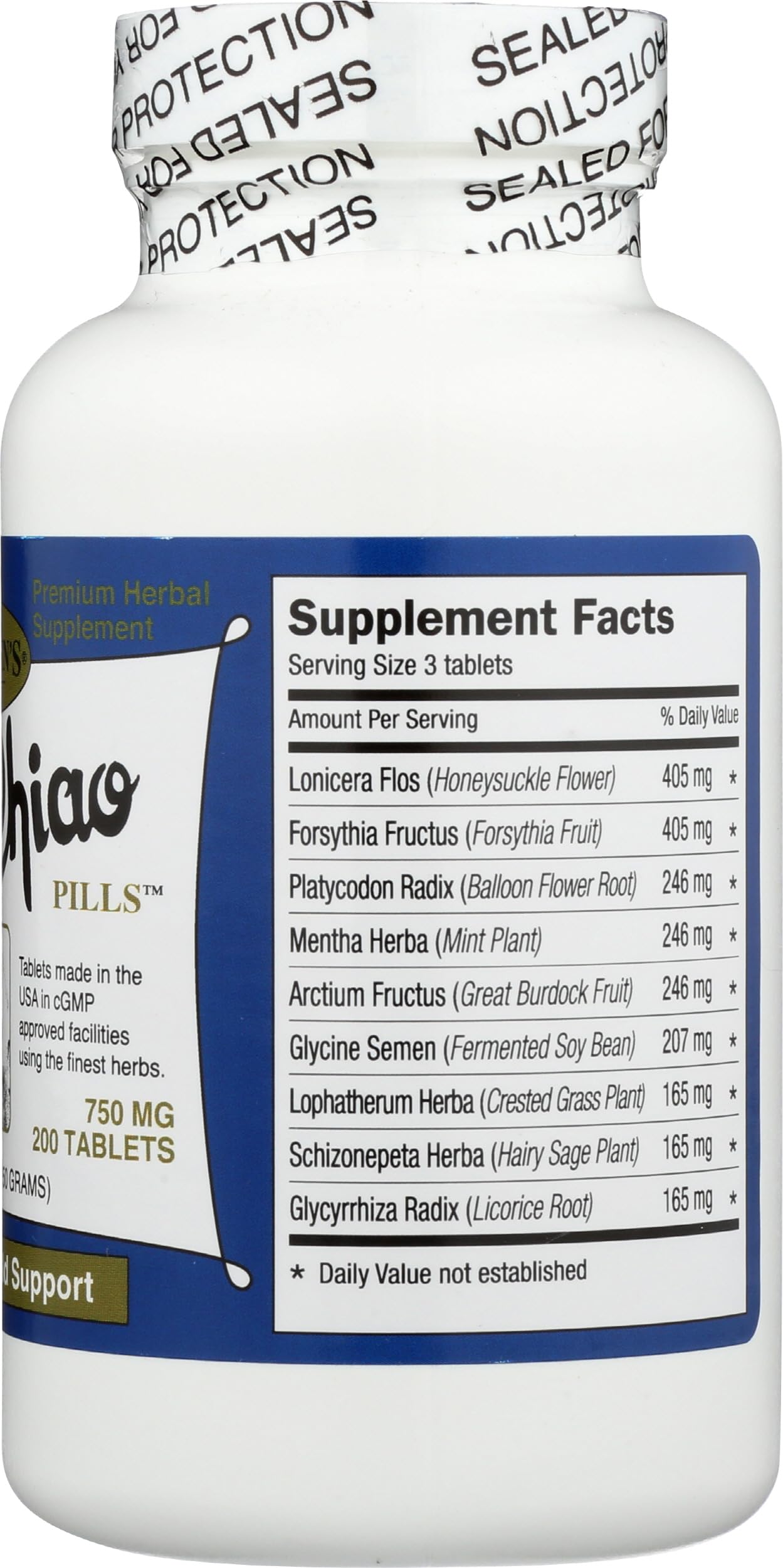 DR SHEN'S Yin Chiao: dose 750 mg, respectez l'étiquette pour une expérience simple.