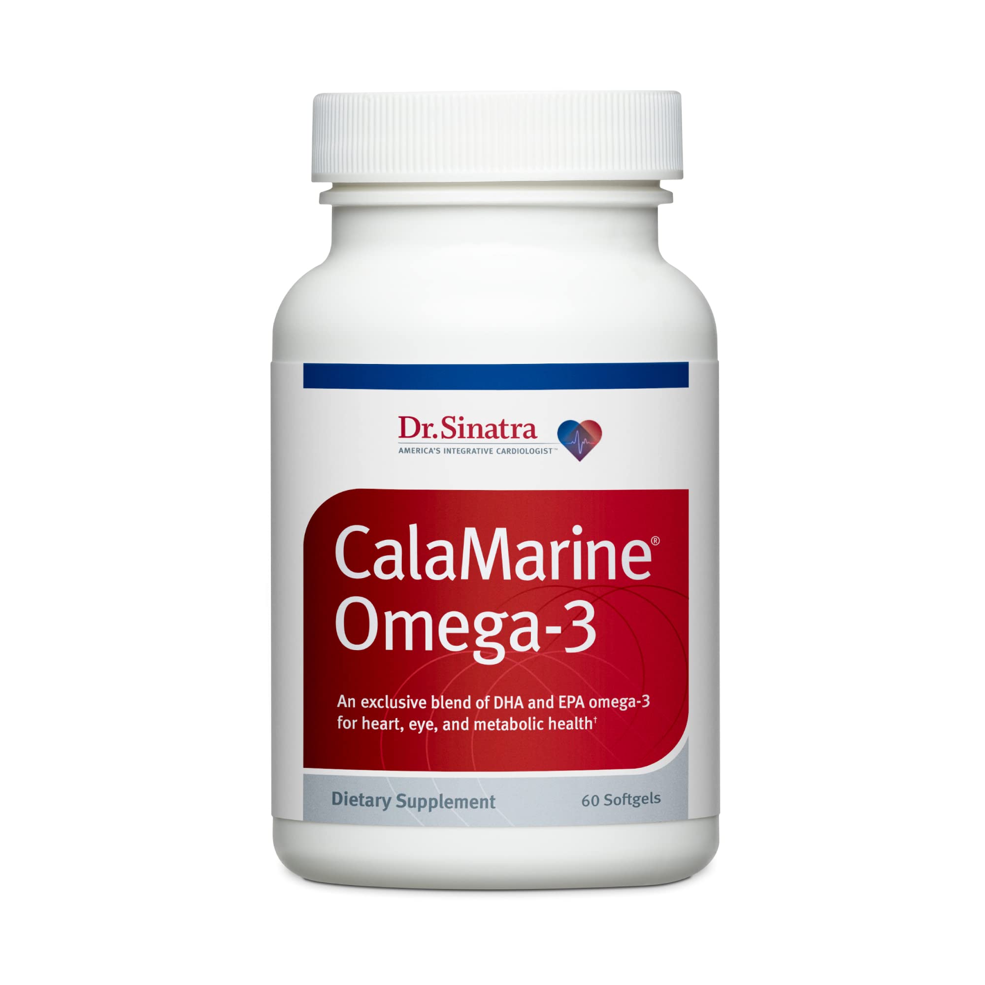 Dr. Sinatra CalaMarine: bouteille omega-3, dosage quotidien recommandé pour le cœur et le cerveau.